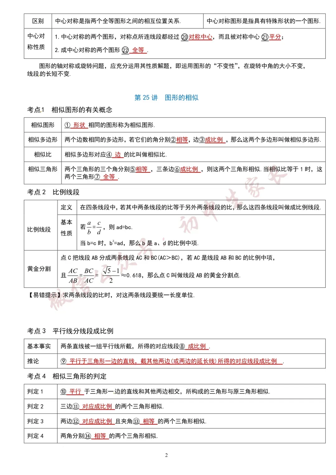 初一至初三,2026年初中数学知识考点汇总(全国通用),可打印!-第27张图片-四季读书网