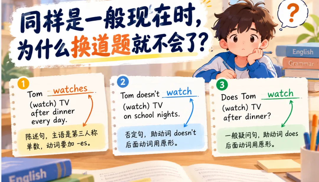 初一英语学过的语法,为什么换一道题就不会了?-第3张图片-四季读书网