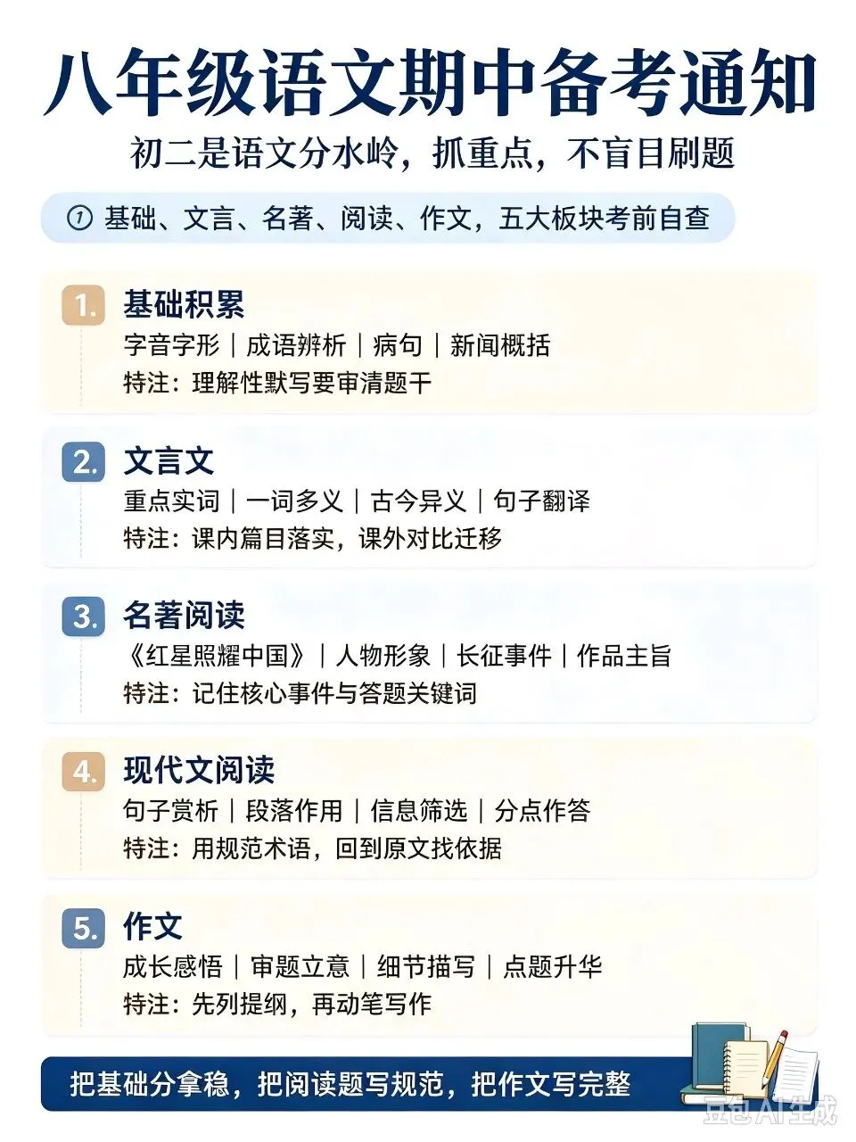 初二家长必看!八年级语文期中,最容易踩坑的5个关键点!-第1张图片-四季读书网