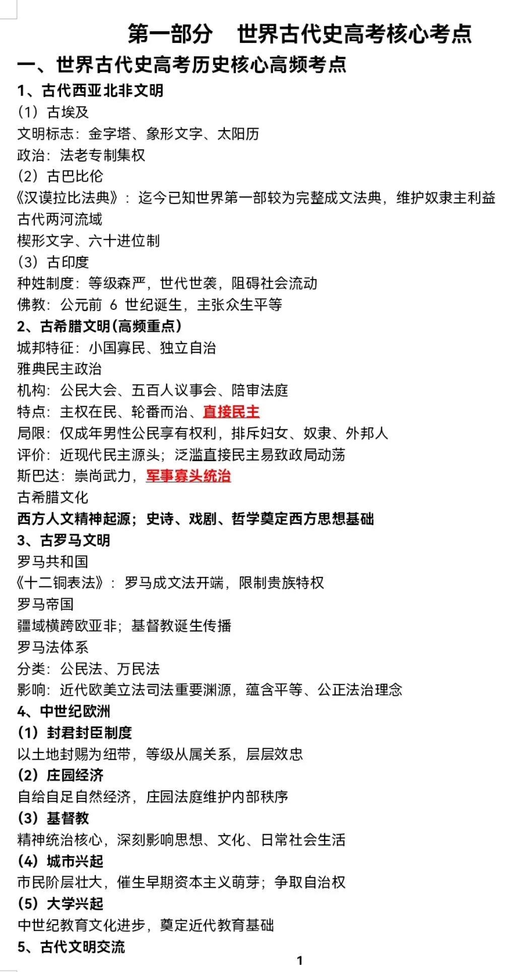 高考历史世界史核心考点-第1张图片-四季读书网