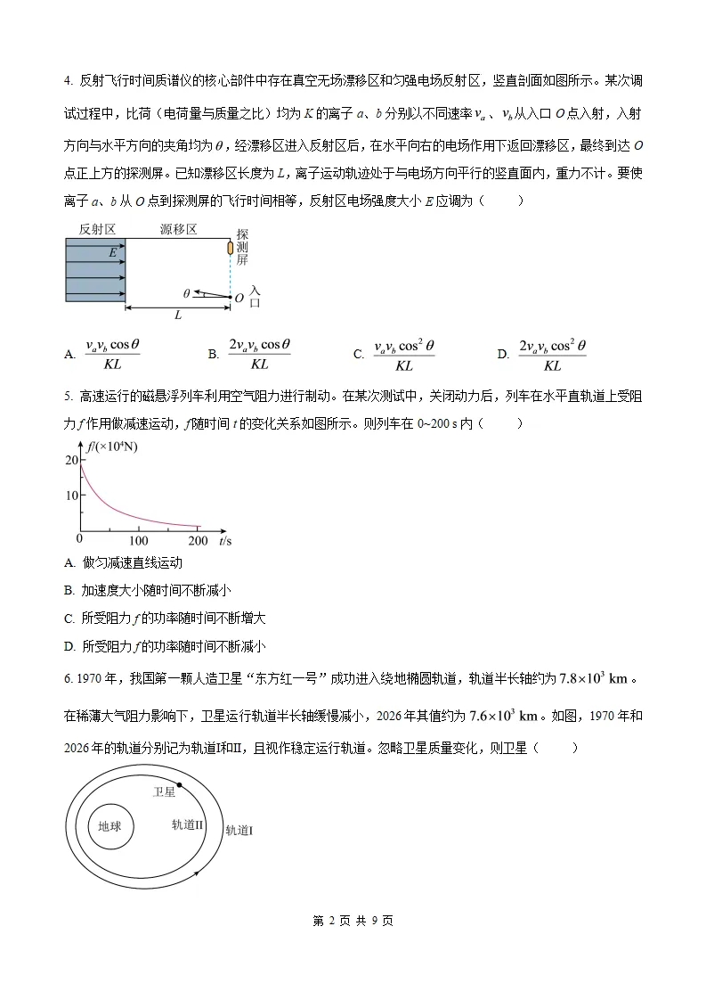 【福建高考物理】2026年福建高考物理真题及答案解析参考版(文末免费获取)-第3张图片-四季读书网