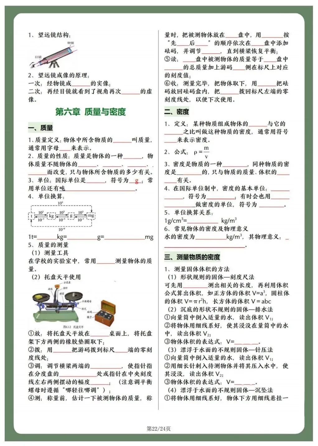 初二人教版八年级上册物理 重点知识点总结 共24页!背诵版+默写版!-第15张图片-四季读书网