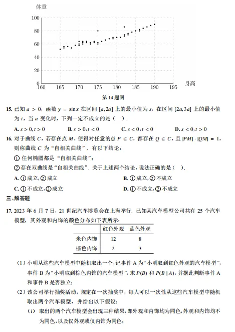 【刘芳芳工作室】2023年高考真题上海卷(秋)-第2张图片-四季读书网