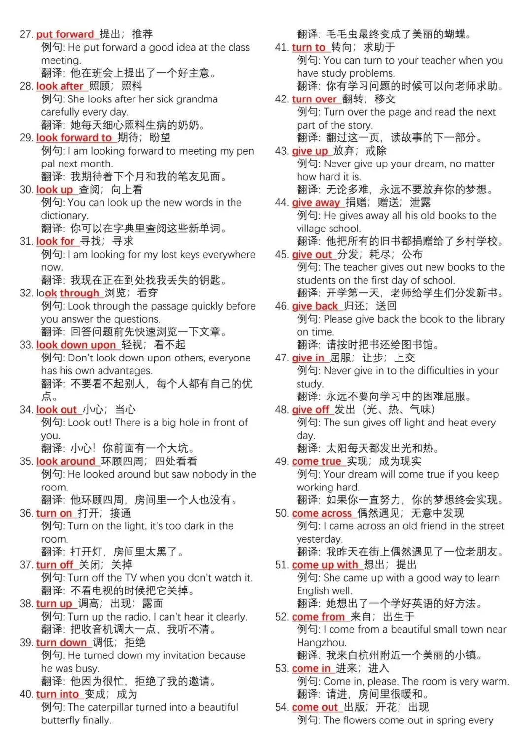【建议收藏】新版中考英语700个核心动词总结,可分享可打印!-第5张图片-四季读书网