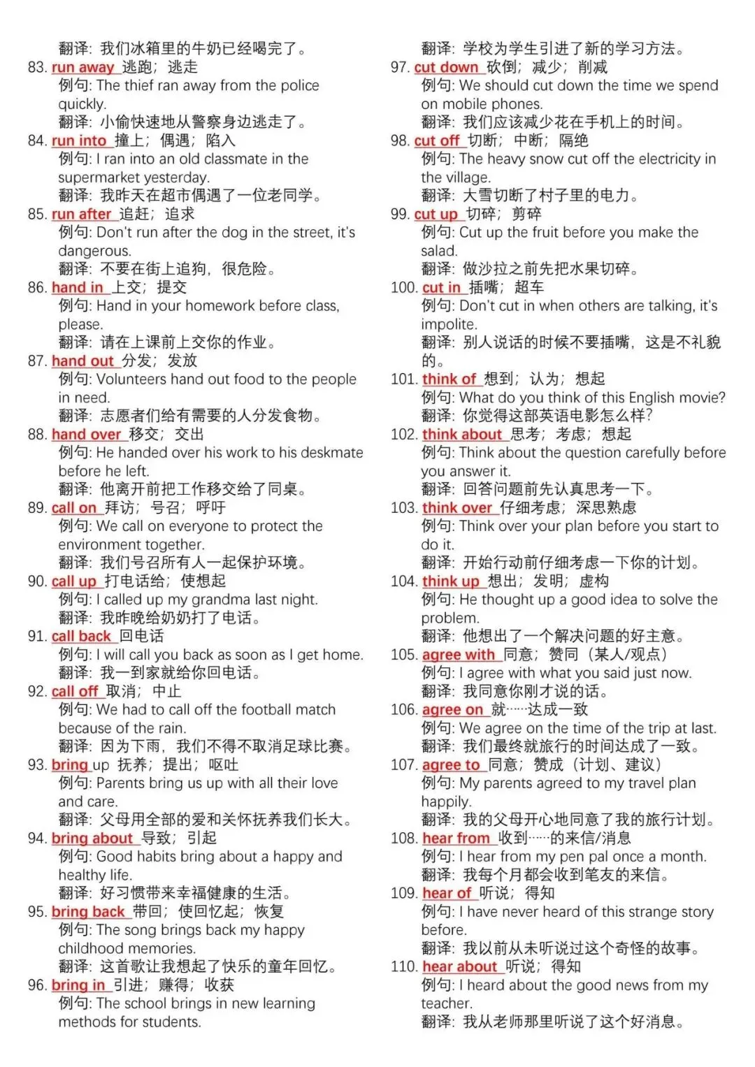 【建议收藏】新版中考英语700个核心动词总结,可分享可打印!-第6张图片-四季读书网