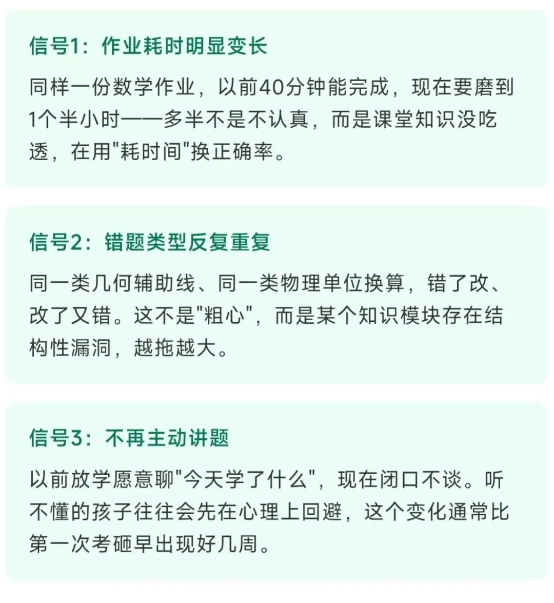 初二成绩滑坡,3个预警信号比掉分更早出现 | 上海初中升学-第3张图片-四季读书网