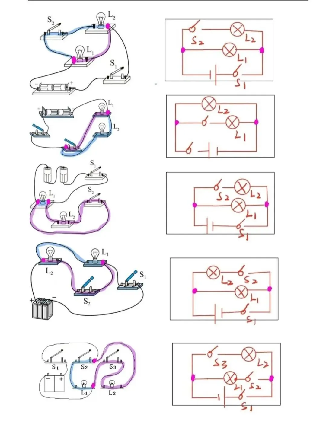 初三电学重难点:电路图与实物图的互画,打印下来,自己练!-第1张图片-四季读书网