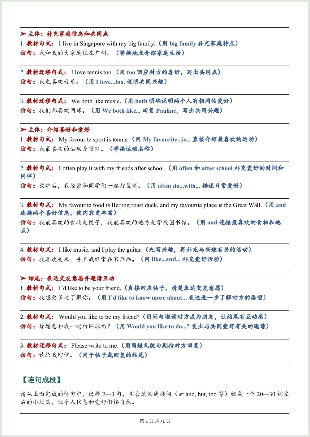 初一新教材七上英语全册单元写作训练(含答案)电子打印版!(2026 新)-第2张图片-四季读书网