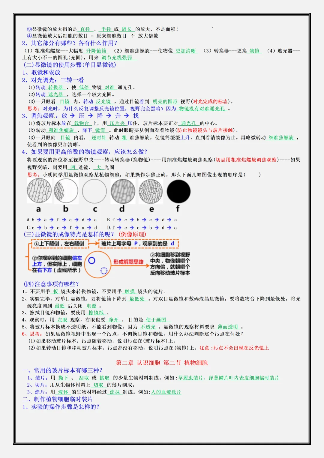 【初一】新版七年级上册生物期中考点知识点梳理汇总,完整版可打印-第3张图片-四季读书网