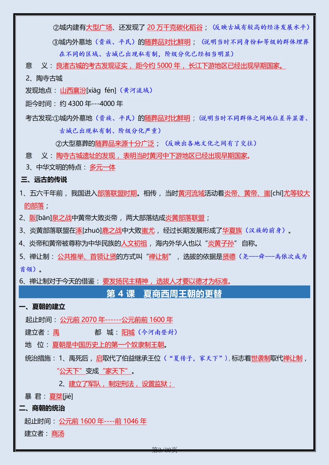 【初一】2026新版七年级上册历史全册复习重点知识点总结,完整版可打印-第5张图片-四季读书网 【初一】2026新版七年级上册历史全册复习重点知识点总结,完整版可打印-第5张图片-四季读书网