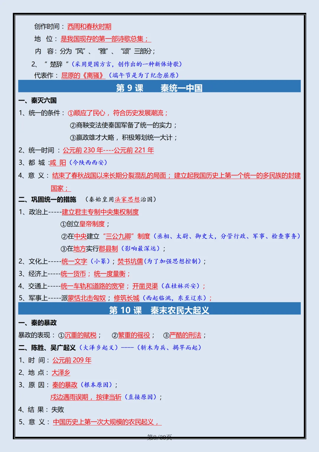 【初一】2026新版七年级上册历史全册复习重点知识点总结,完整版可打印-第10张图片-四季读书网 【初一】2026新版七年级上册历史全册复习重点知识点总结,完整版可打印-第10张图片-四季读书网