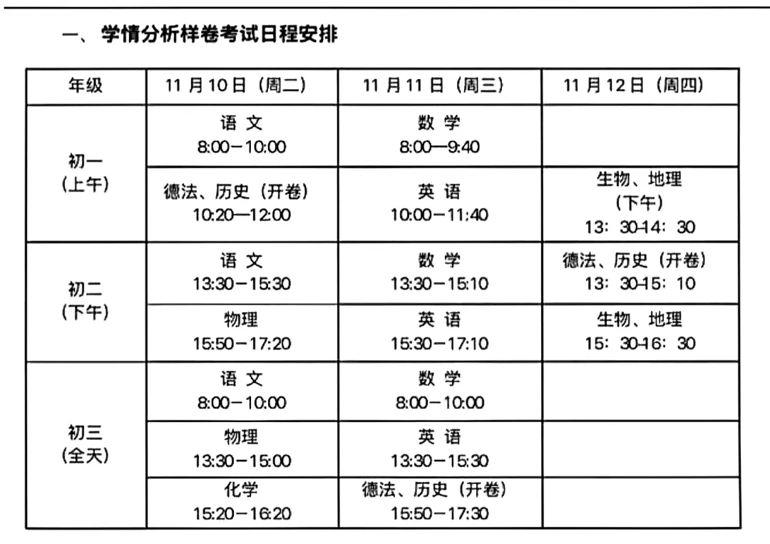 时间定了?!月考刚结束,期中考安排来了……-第2张图片-四季读书网