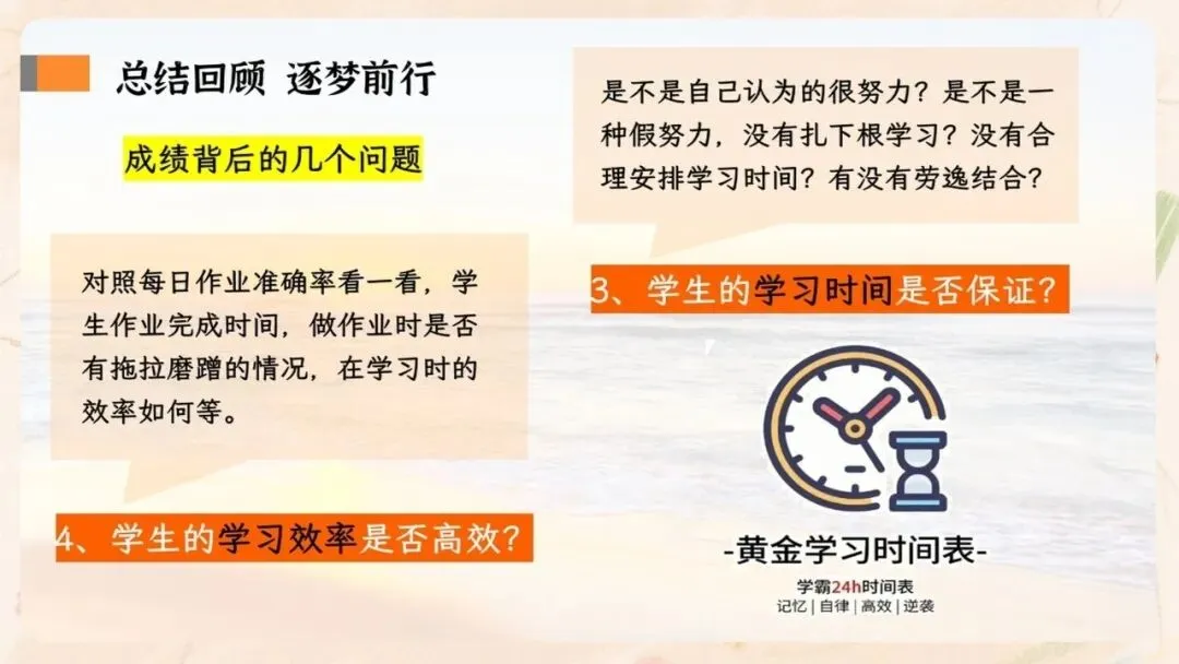 初一期中家长会PPT现成!这份37页《静守时光 聆听花开》,从＂成绩背后四个问题＂到家长六条陪伴建议一次讲透,班主任直接拿去用-第15张图片-四季读书网