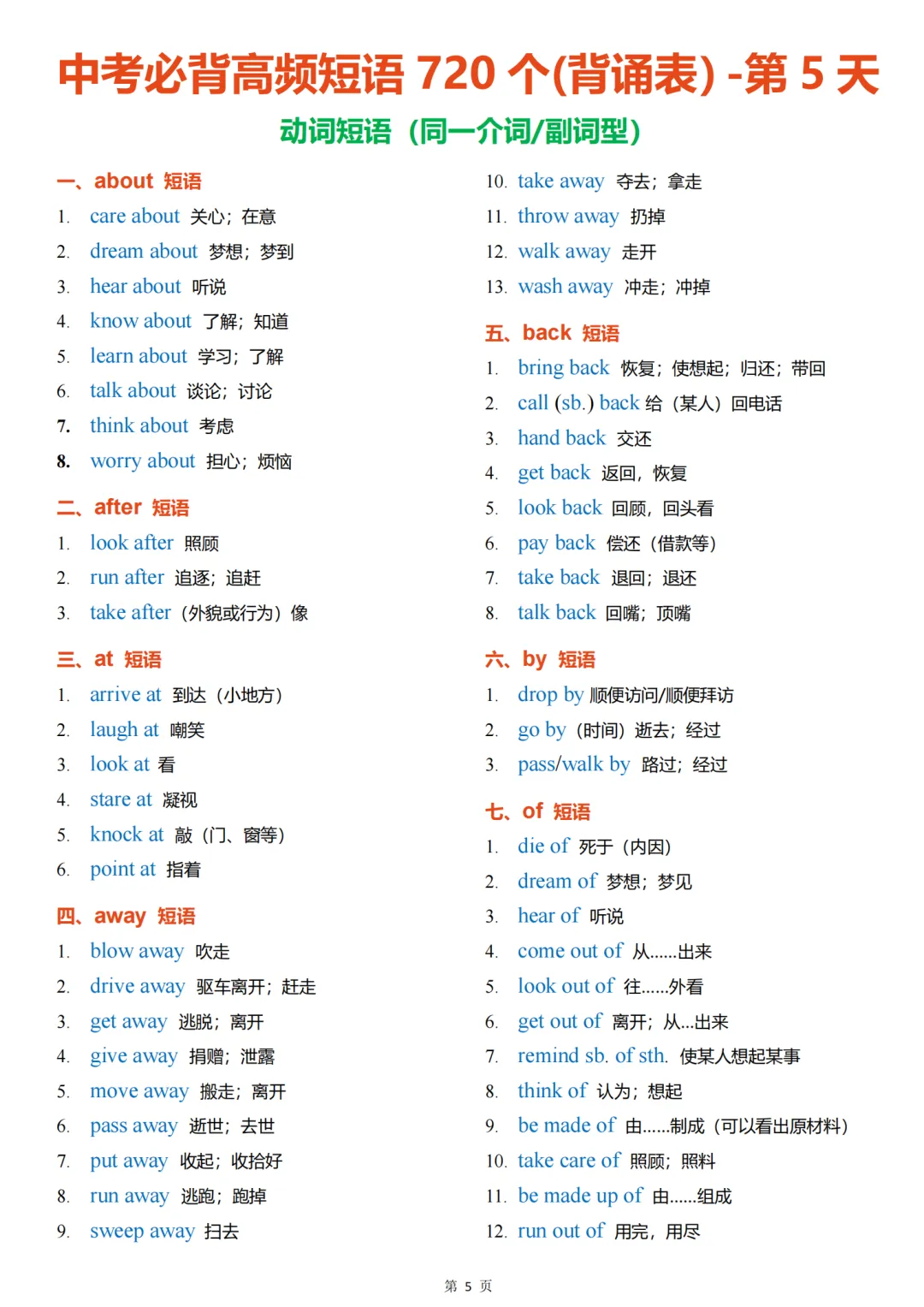 2026中考英语必背高频短语720个背诵表,记得要看!-第5张图片-四季读书网