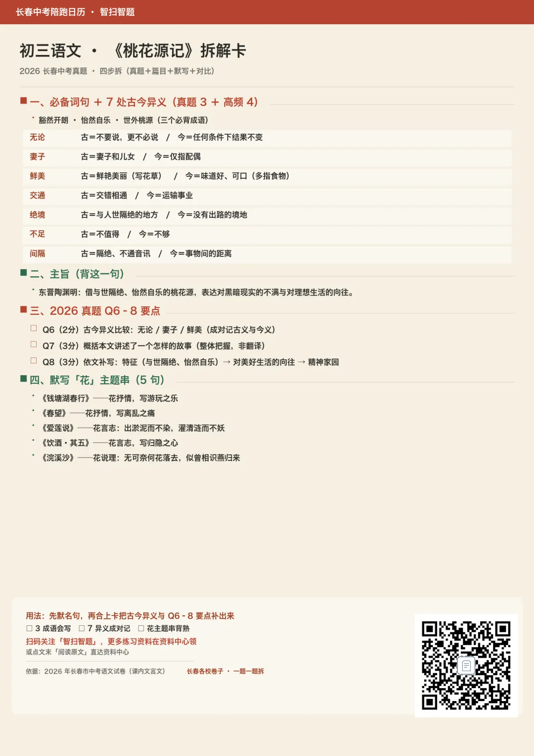 长春中考语文|《桃花源记》真题,考这3件事(附卡)-第1张图片-四季读书网