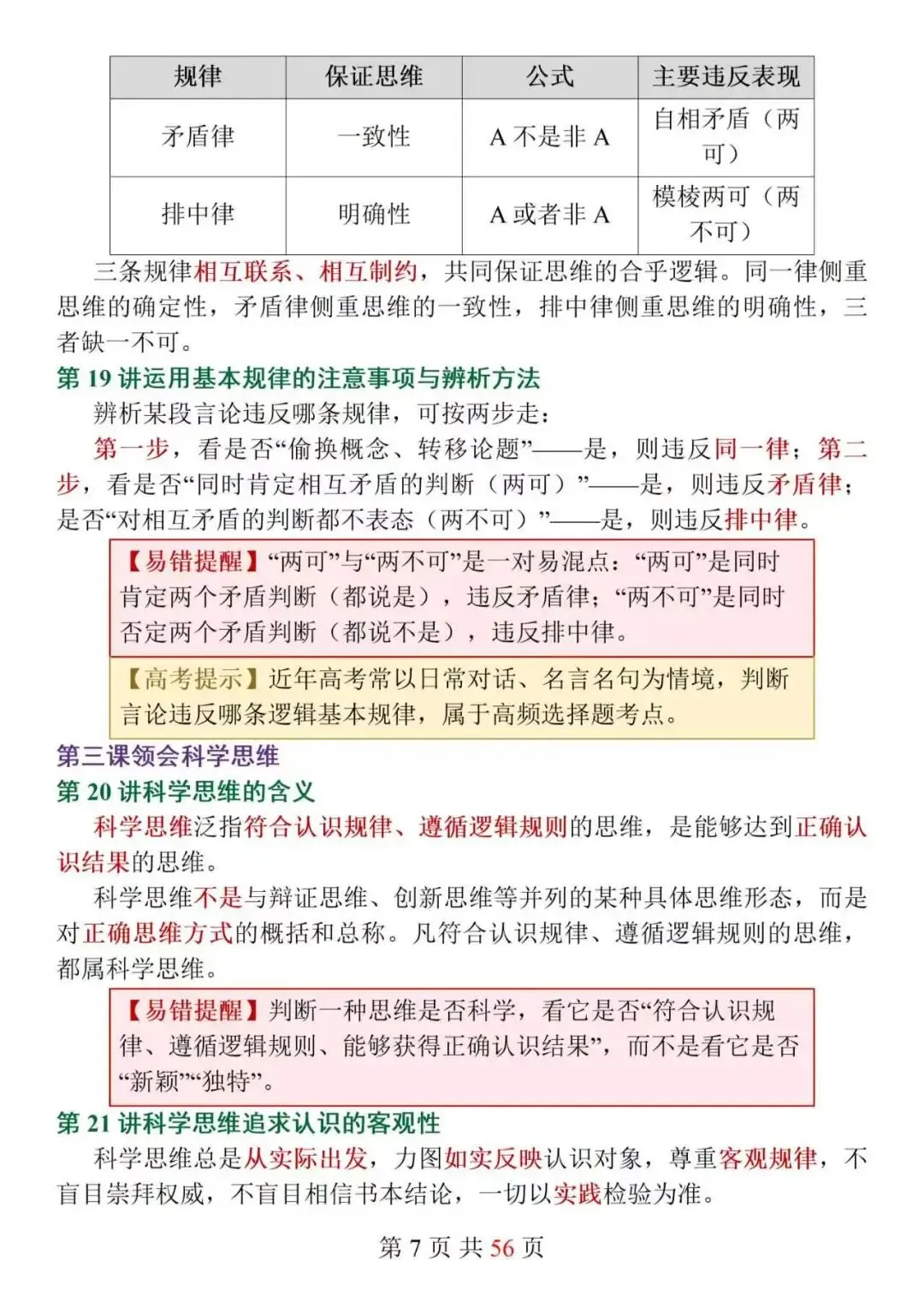 新高考政治选必3《逻辑与思维》152个核心知识点精讲,搞定思维特征难点,选择题不再踩坑!-第7张图片-四季读书网