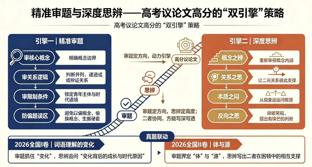 高考议论文高分的“双引擎”——精准审题与深度思辨-第1张图片-四季读书网