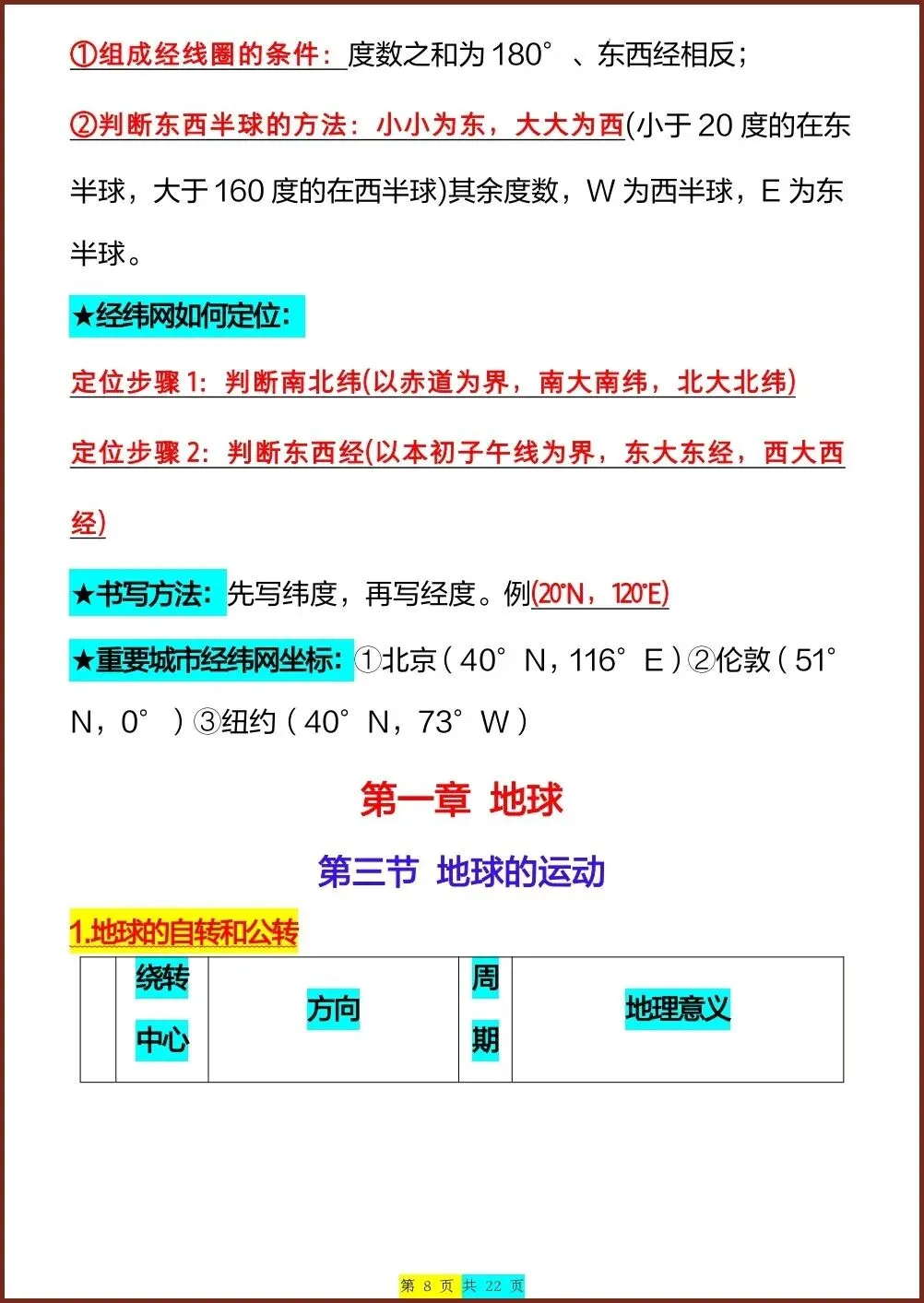 初一新版教材七上地理全册重点梳理背读总结电子打印版!(2026 人教版)-第7张图片-四季读书网