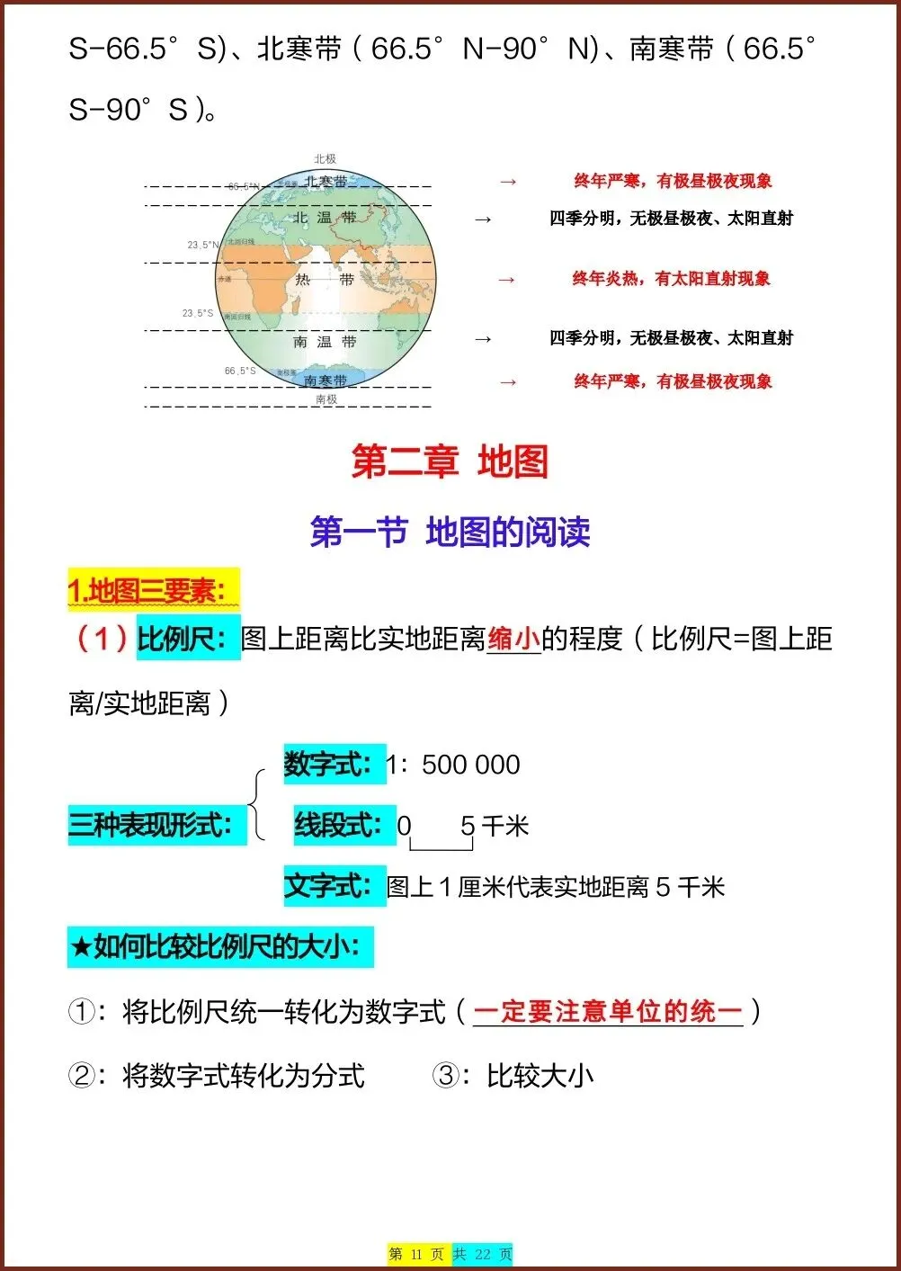 初一新版教材七上地理全册重点梳理背读总结电子打印版!(2026 人教版)-第9张图片-四季读书网