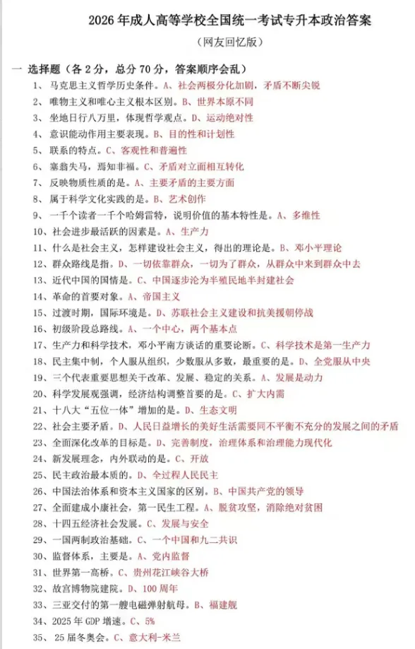 2026年山东成人高考政治英语真题及答案新鲜出炉!-第14张图片-四季读书网 2026年山东成人高考政治英语真题及答案新鲜出炉!-第14张图片-四季读书网