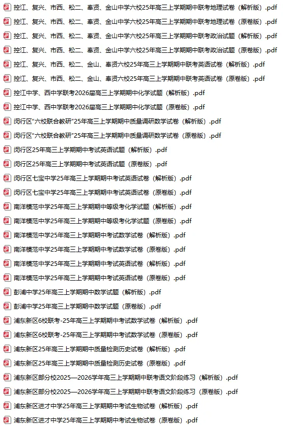 超全218套 | 25年上海高一高二高三期中考,全科真题卷+答案解析-第17张图片-四季读书网 超全218套 | 25年上海高一高二高三期中考,全科真题卷+答案解析-第17张图片-四季读书网