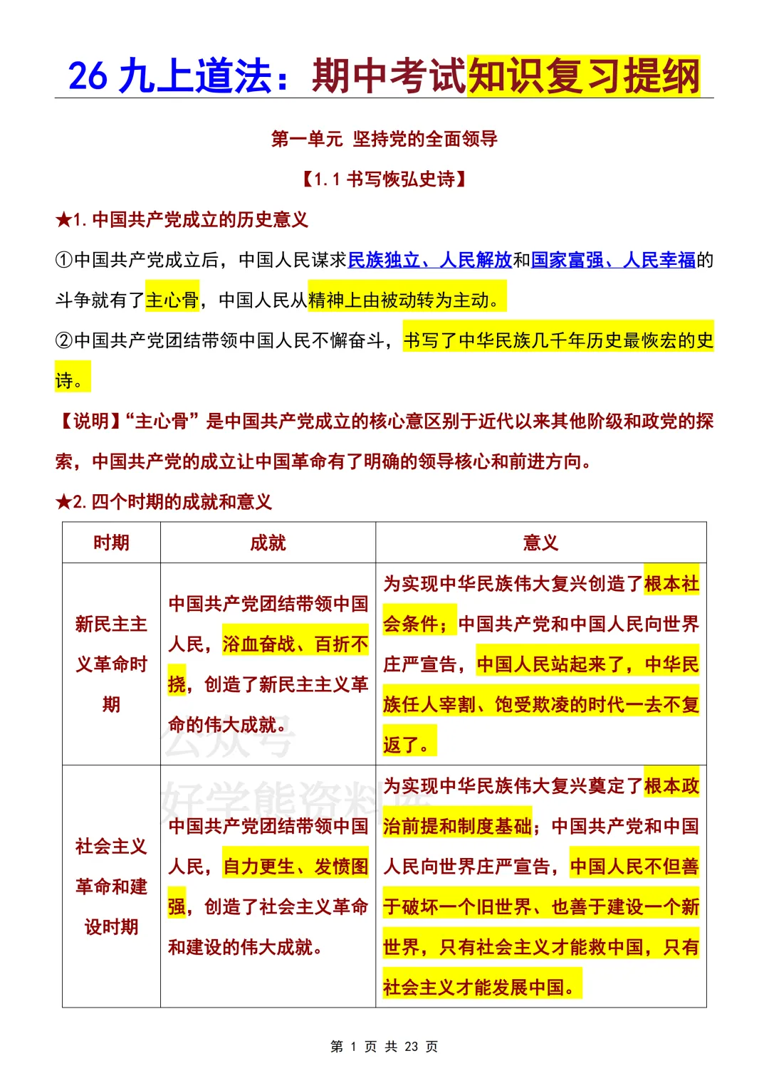 【期中复习】2026人教版初三九年级上册道法期中考试课本知识提纲-第1张图片-四季读书网 【期中复习】2026人教版初三九年级上册道法期中考试课本知识提纲-第1张图片-四季读书网
