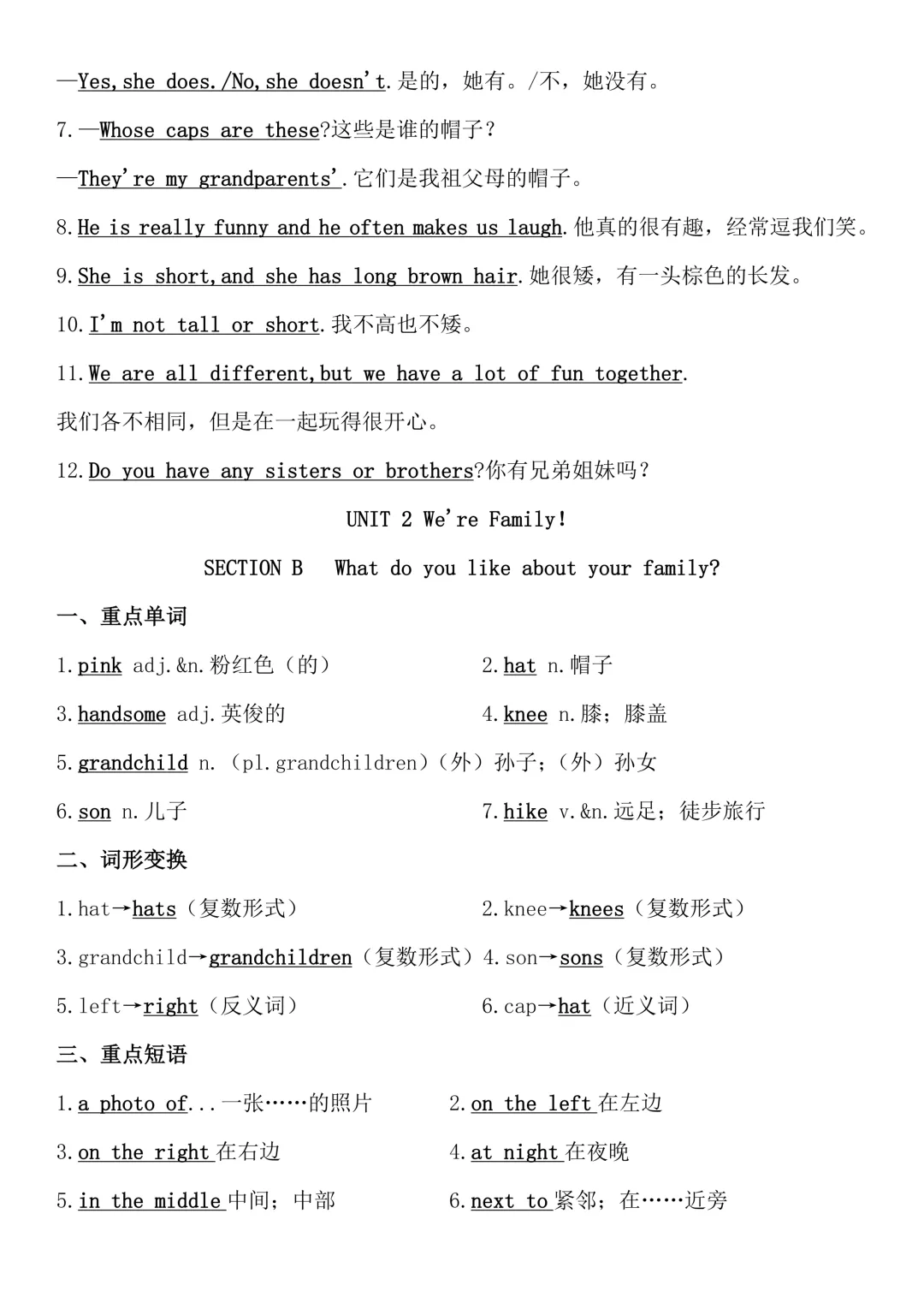 【七上英语人教版】期中考考点汇总 54页~高清版可打印-第11张图片-四季读书网