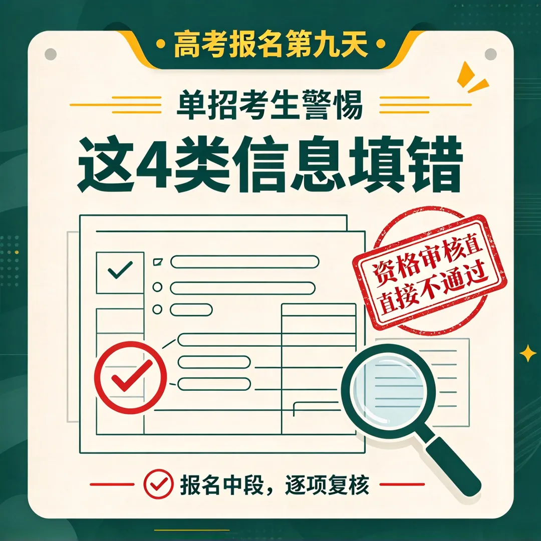 高考报名第九天!单招考生警惕:这4类信息填错,资格审核直接不通过-第1张图片-四季读书网