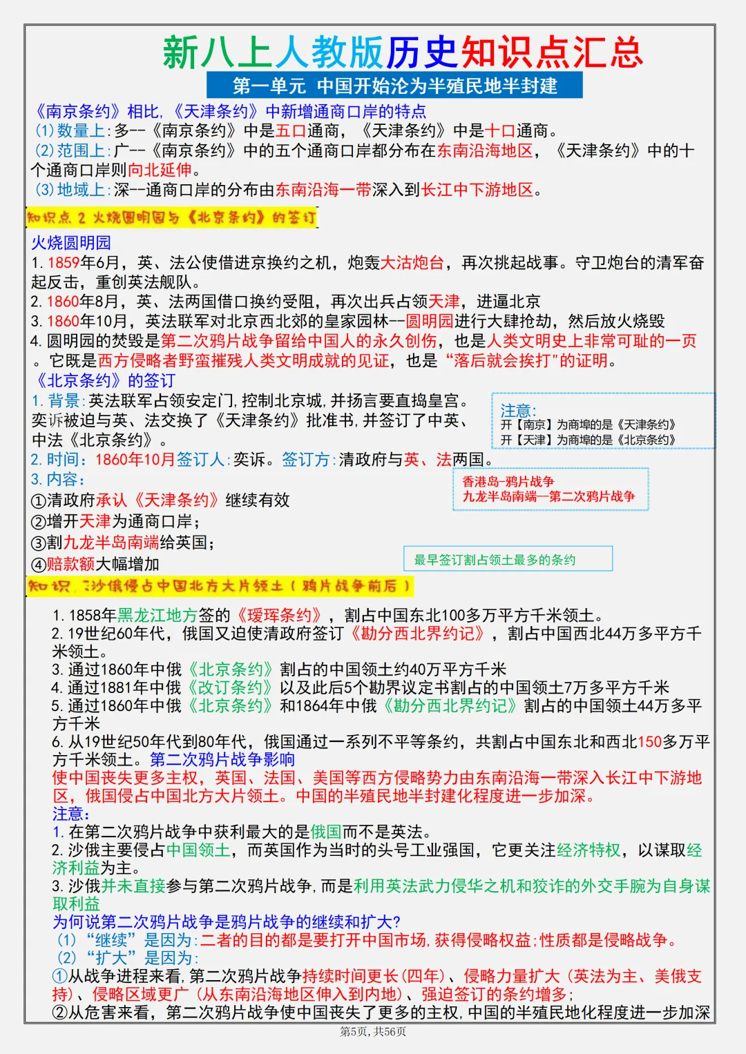 初二2026新【八上历史】全册高频考点知识点梳理(完整版可打印)-第7张图片-四季读书网 初二2026新【八上历史】全册高频考点知识点梳理(完整版可打印)-第7张图片-四季读书网