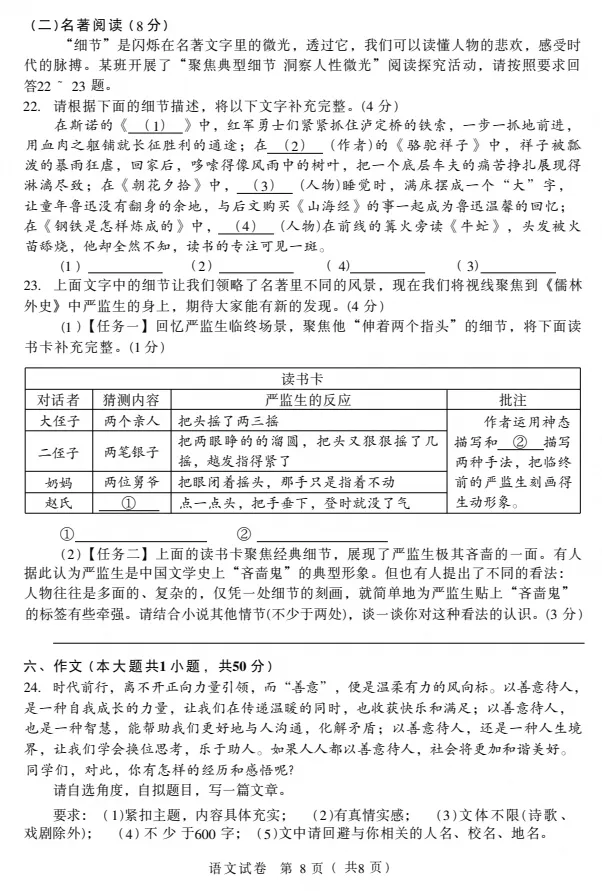 【中考真题】2026天津中考(语文)试题及答案(空白试卷)(试题解析)(评分标准)-第10张图片-四季读书网 【中考真题】2026天津中考(语文)试题及答案(空白试卷)(试题解析)(评分标准)-第10张图片-四季读书网