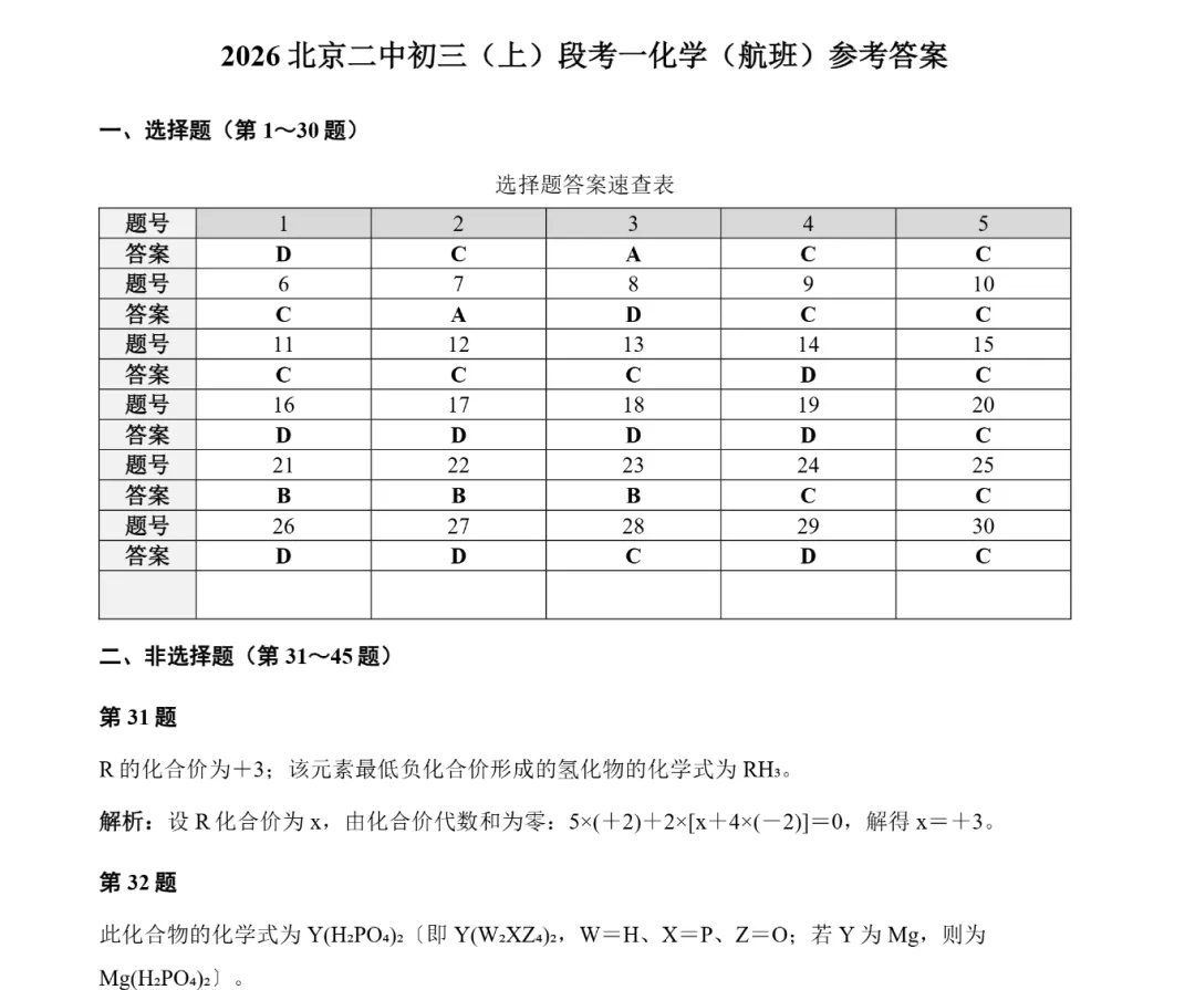 答案解析!2026.10北京二中初三航班学段考语文数学英语化学真题+答案解析-第3张图片-四季读书网 答案解析!2026.10北京二中初三航班学段考语文数学英语化学真题+答案解析-第3张图片-四季读书网