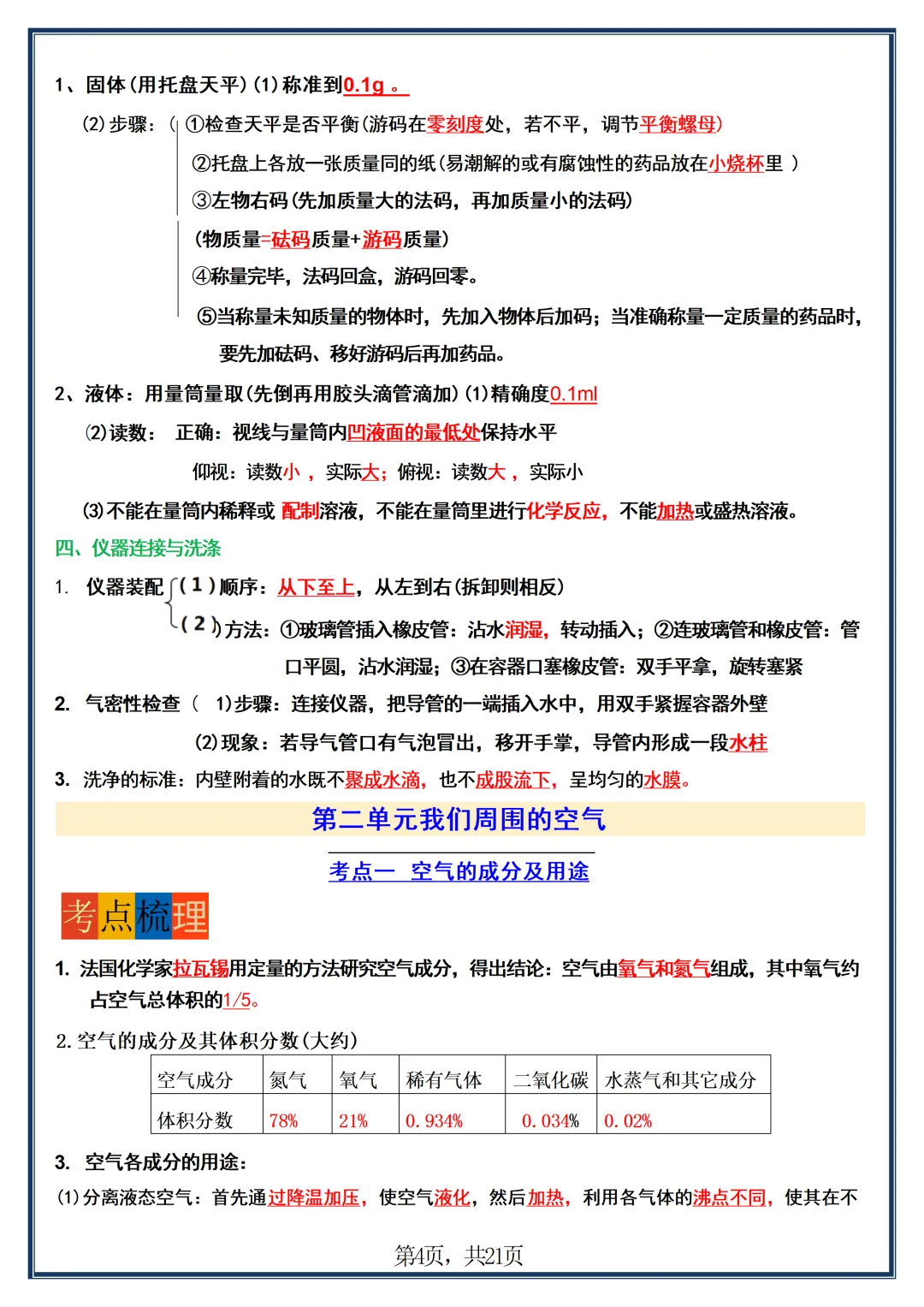 【初三】新版九年级上册化学全册必背核心知识点梳理总结,完整版可打印(2026)-第4张图片-四季读书网