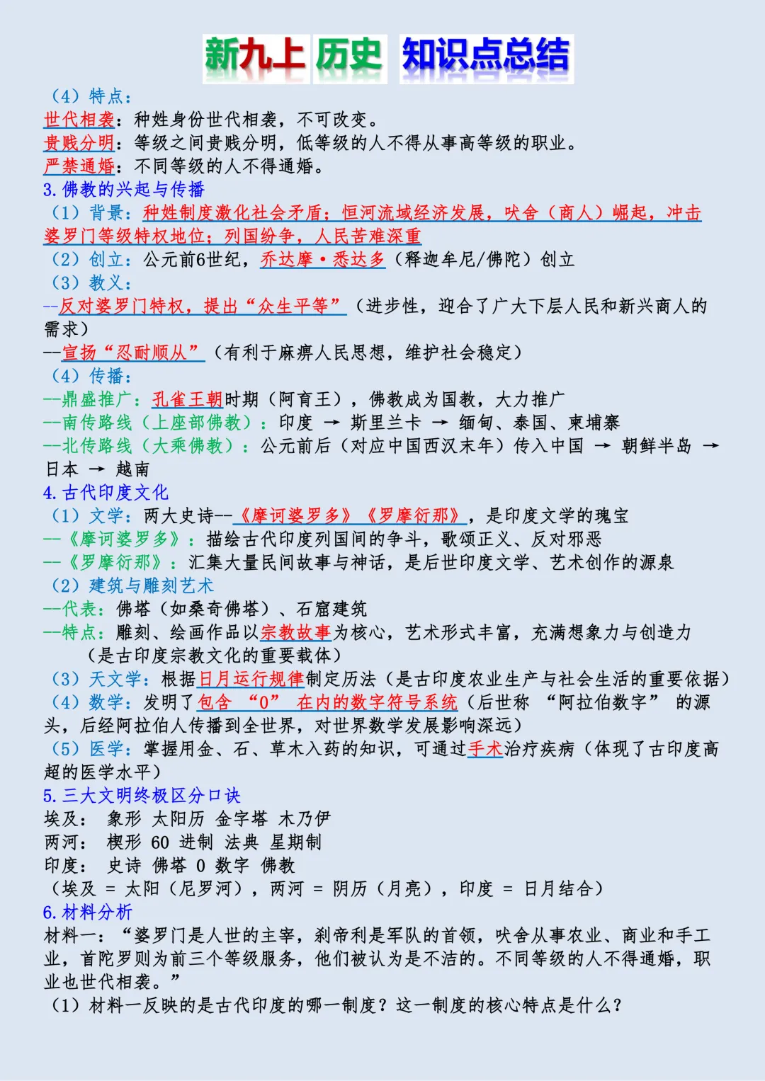 【初三】新版九年级上册历史全册必背核心知识点梳理总结,完整版可打印(2026)-第5张图片-四季读书网 【初三】新版九年级上册历史全册必背核心知识点梳理总结,完整版可打印(2026)-第5张图片-四季读书网
