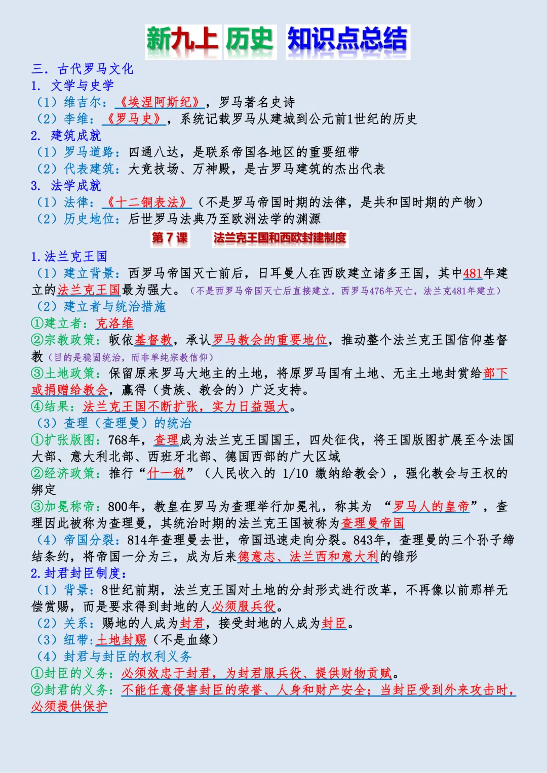 【初三】新版九年级上册历史全册必背核心知识点梳理总结,完整版可打印(2026)-第10张图片-四季读书网 【初三】新版九年级上册历史全册必背核心知识点梳理总结,完整版可打印(2026)-第10张图片-四季读书网