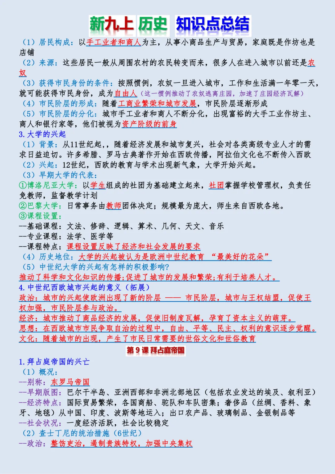 【初三】新版九年级上册历史全册必背核心知识点梳理总结,完整版可打印(2026)-第12张图片-四季读书网 【初三】新版九年级上册历史全册必背核心知识点梳理总结,完整版可打印(2026)-第12张图片-四季读书网