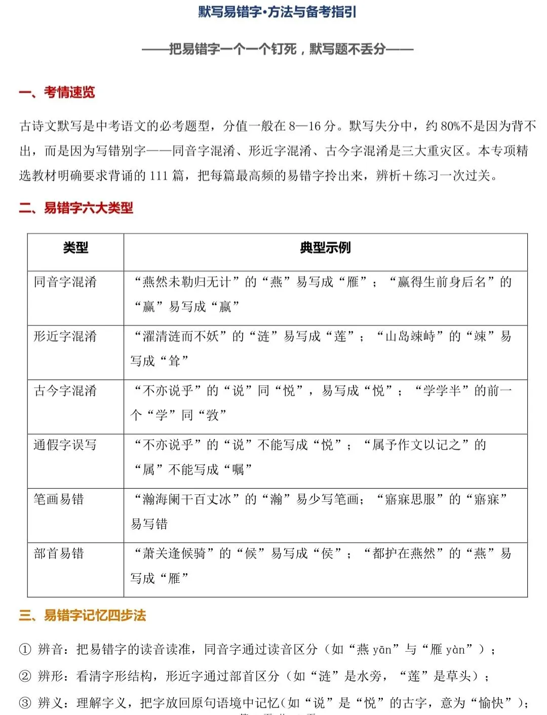 2027年中考语文古诗文|逐篇梳理默写易错字,轻松避坑-第2张图片-四季读书网