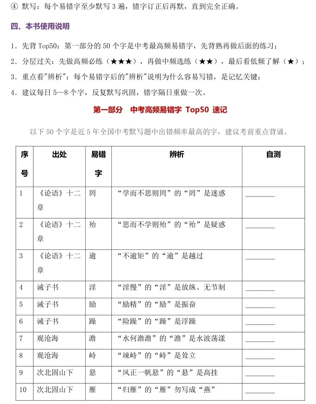 2027年中考语文古诗文|逐篇梳理默写易错字,轻松避坑-第3张图片-四季读书网