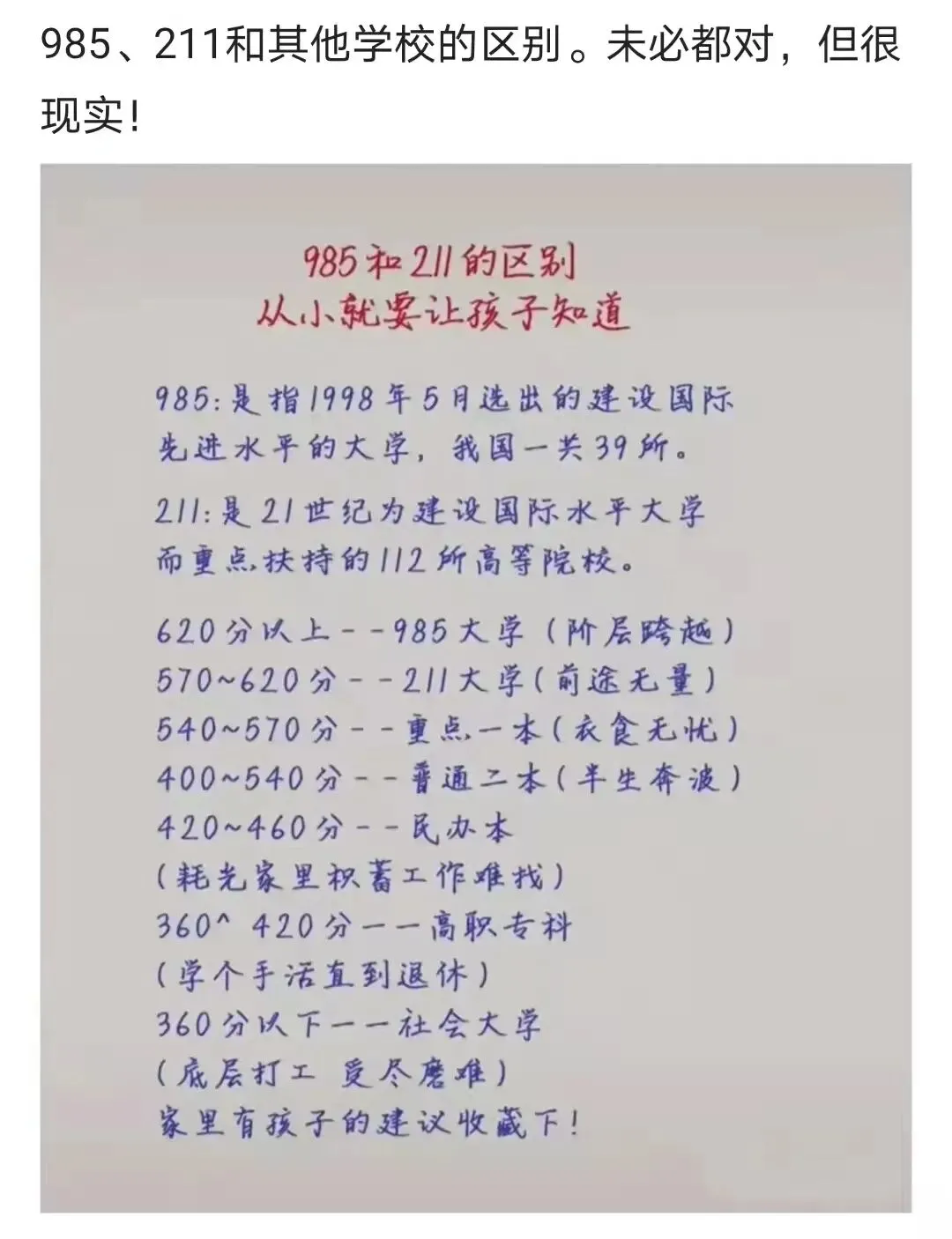 高考应知丨985/211大学分档及专业分析,建议收藏!-第2张图片-四季读书网