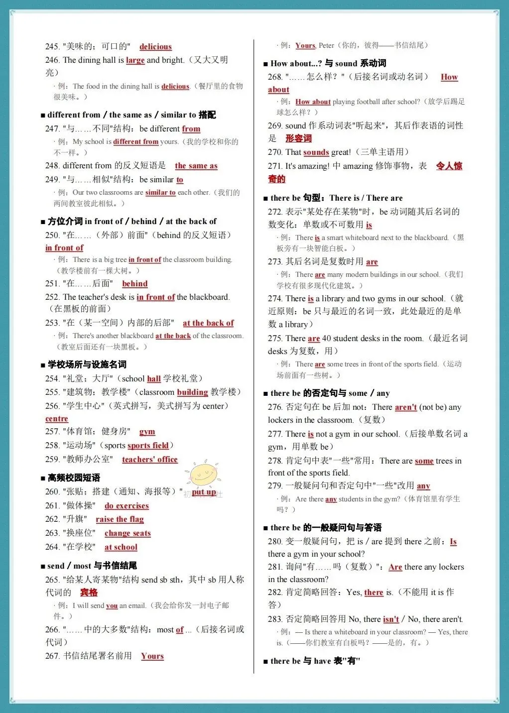 初一2026年人教版七年级上册 英语期中复习 《考点知识点》梳理总结(背诵+默写版)!-第9张图片-四季读书网
