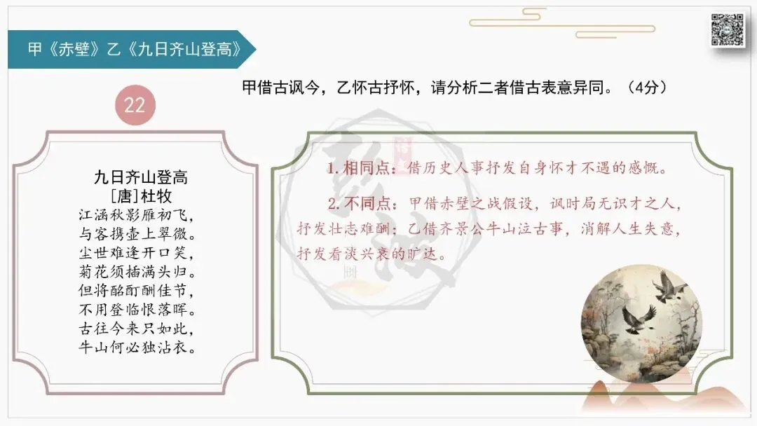 【中考古诗词复习-课件】31-写作手法-课内外对比阅读2(3元)-第27张图片-四季读书网