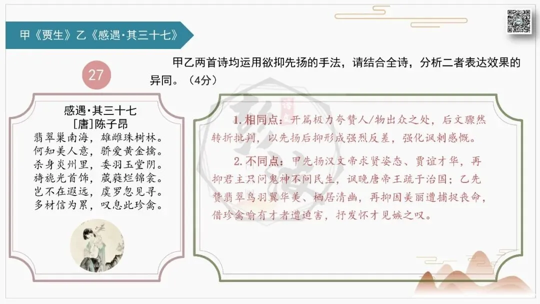 【中考古诗词复习-课件】31-写作手法-课内外对比阅读2(3元)-第32张图片-四季读书网