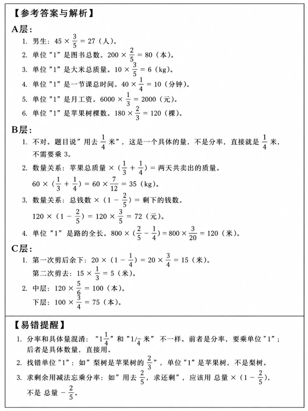 六年级数学每课练,专属分层练习,参考试卷难度分布,可当每日小测-第4张图片-四季读书网