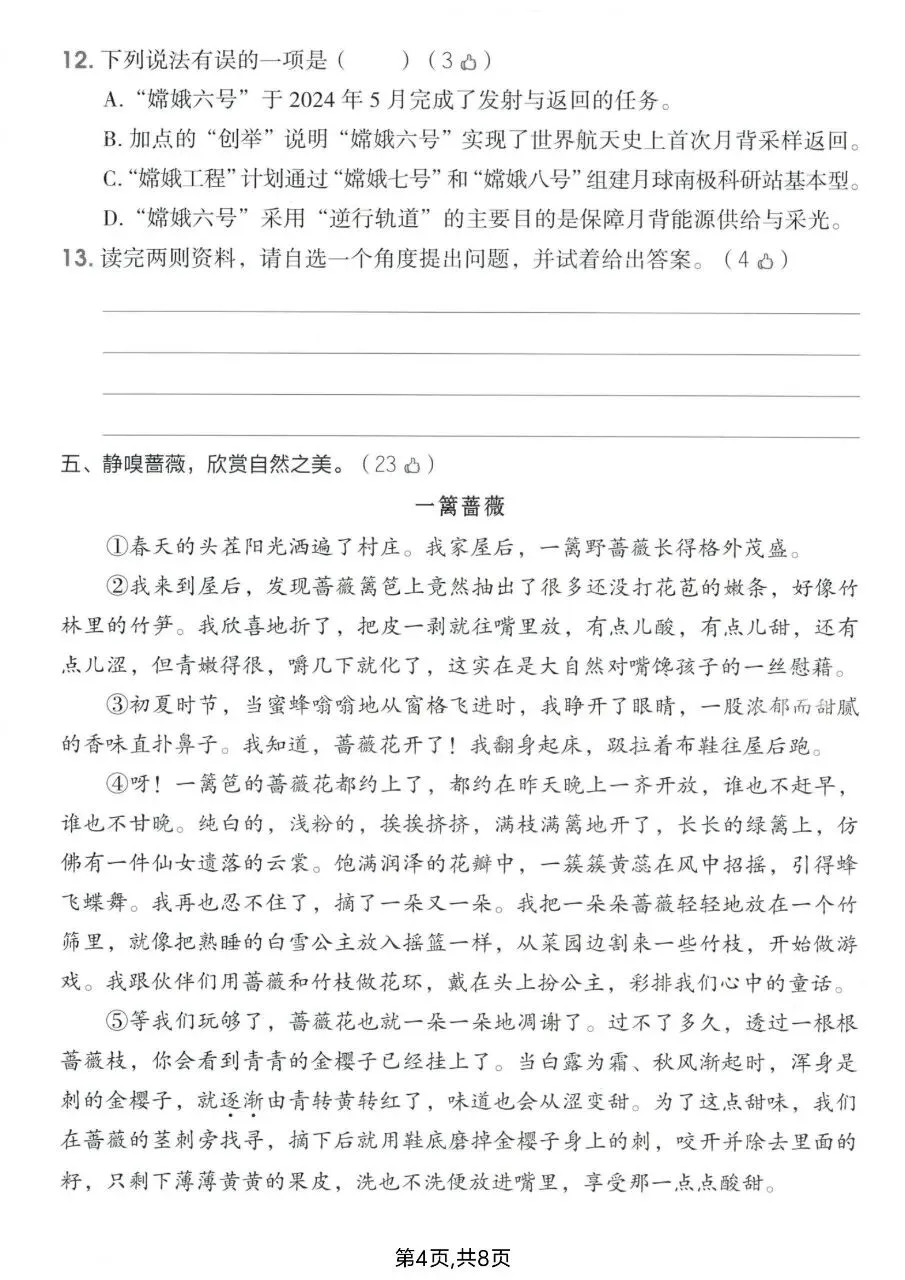 2026年秋新版四年级上册语文【期中考试卷共5套】(情境测试卷+名校真题卷+拔尖测试卷)含答案-第7张图片-四季读书网 2026年秋新版四年级上册语文【期中考试卷共5套】(情境测试卷+名校真题卷+拔尖测试卷)含答案-第7张图片-四季读书网