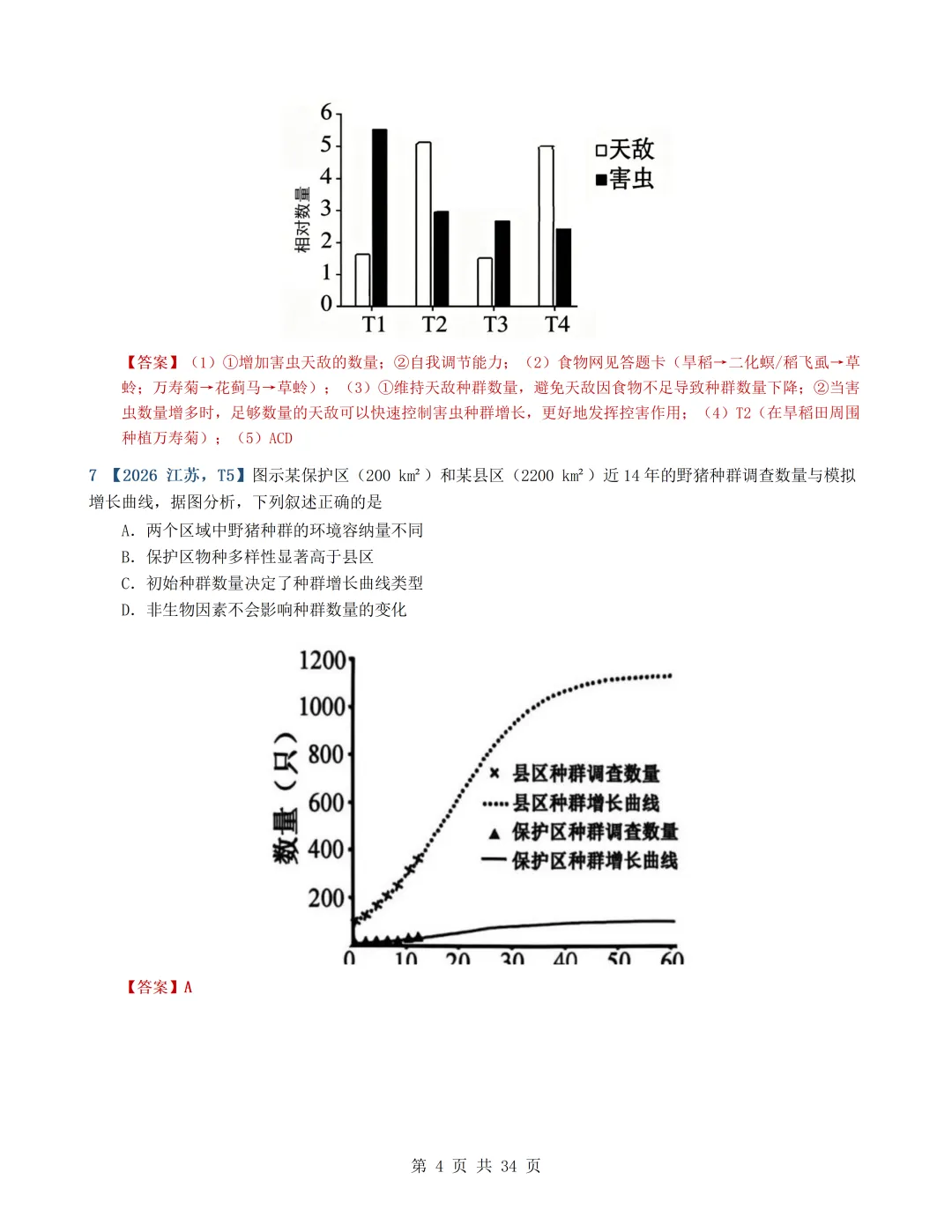 2026年高考生物真题分类汇编(最新22套16考点)---选择性必修二(文后附有下载链接)-第4张图片-四季读书网