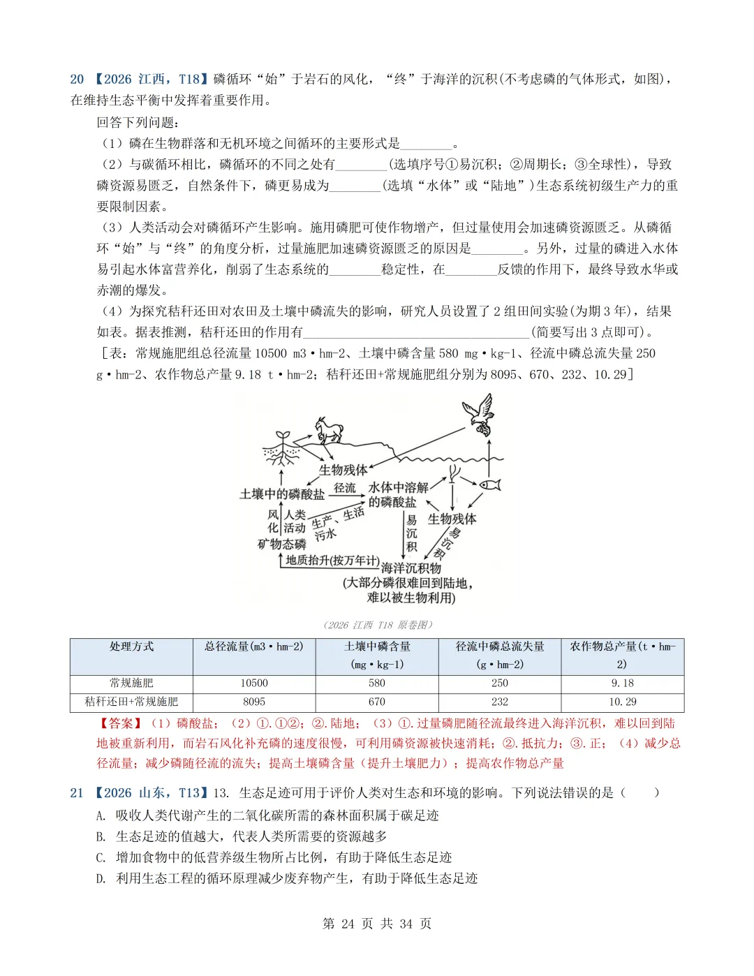 2026年高考生物真题分类汇编(最新22套16考点)---选择性必修二(文后附有下载链接)-第24张图片-四季读书网