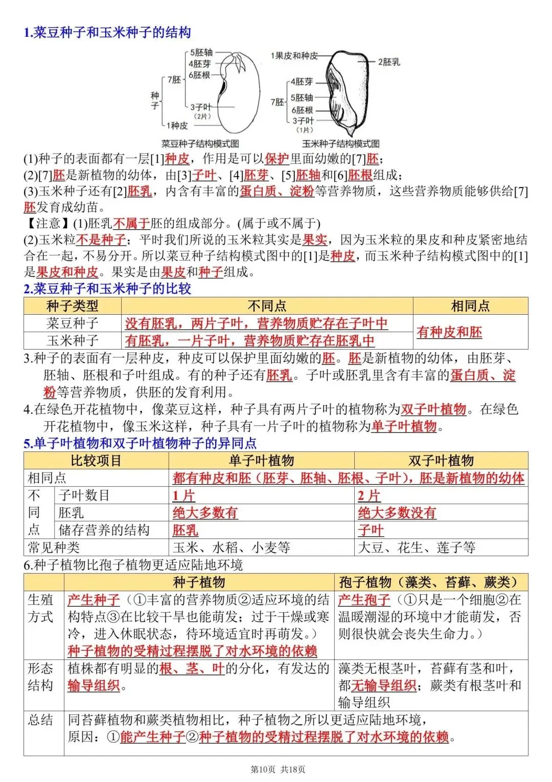初一新教材七上生物全册课文考点知识点梳理背读总结电子打印版!(2026 新)-第10张图片-四季读书网 初一新教材七上生物全册课文考点知识点梳理背读总结电子打印版!(2026 新)-第10张图片-四季读书网