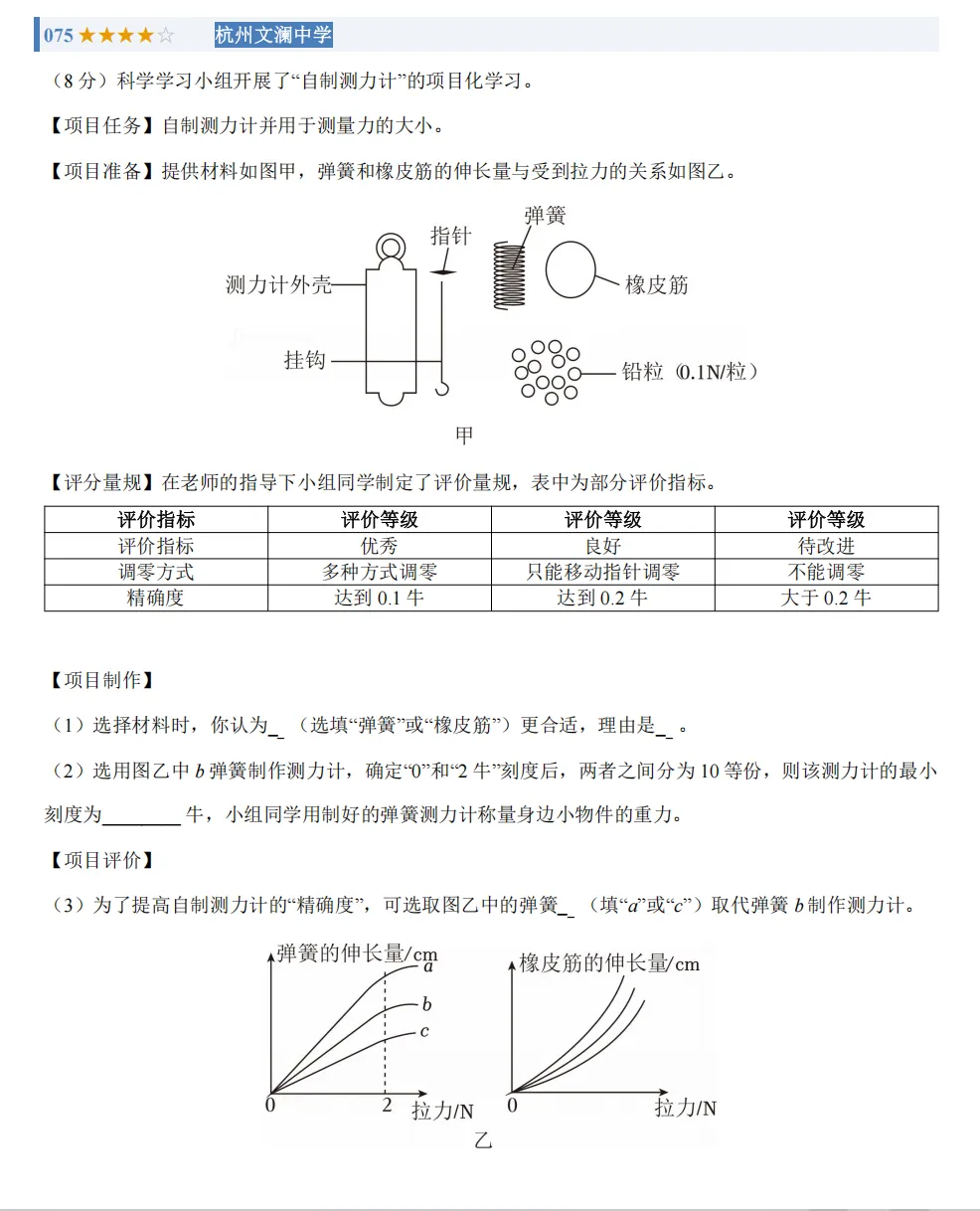 初二上科学必考专题:浙江科学《力学》专题整合-第6张图片-四季读书网 初二上科学必考专题:浙江科学《力学》专题整合-第6张图片-四季读书网