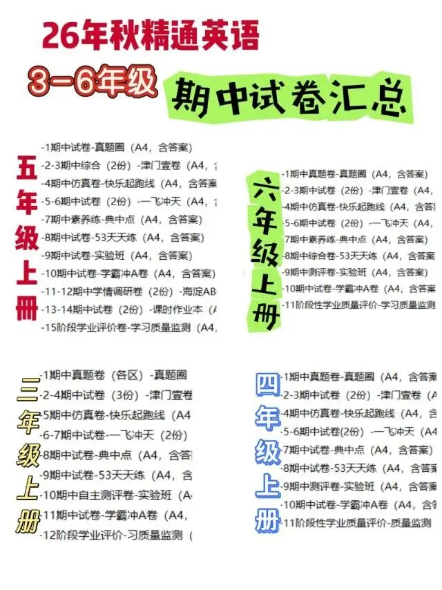 26秋 3-6年级 期中试卷汇总-第3张图片-四季读书网 26秋 3-6年级 期中试卷汇总-第3张图片-四季读书网
