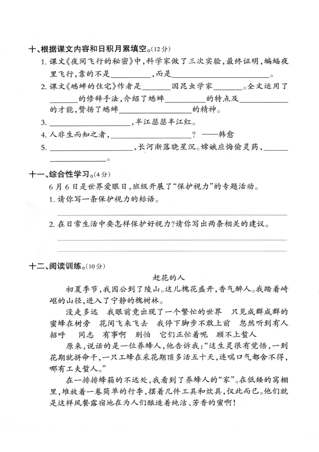 四级上册语文期中押题试卷5套含答案完整版可打印-第7张图片-四季读书网