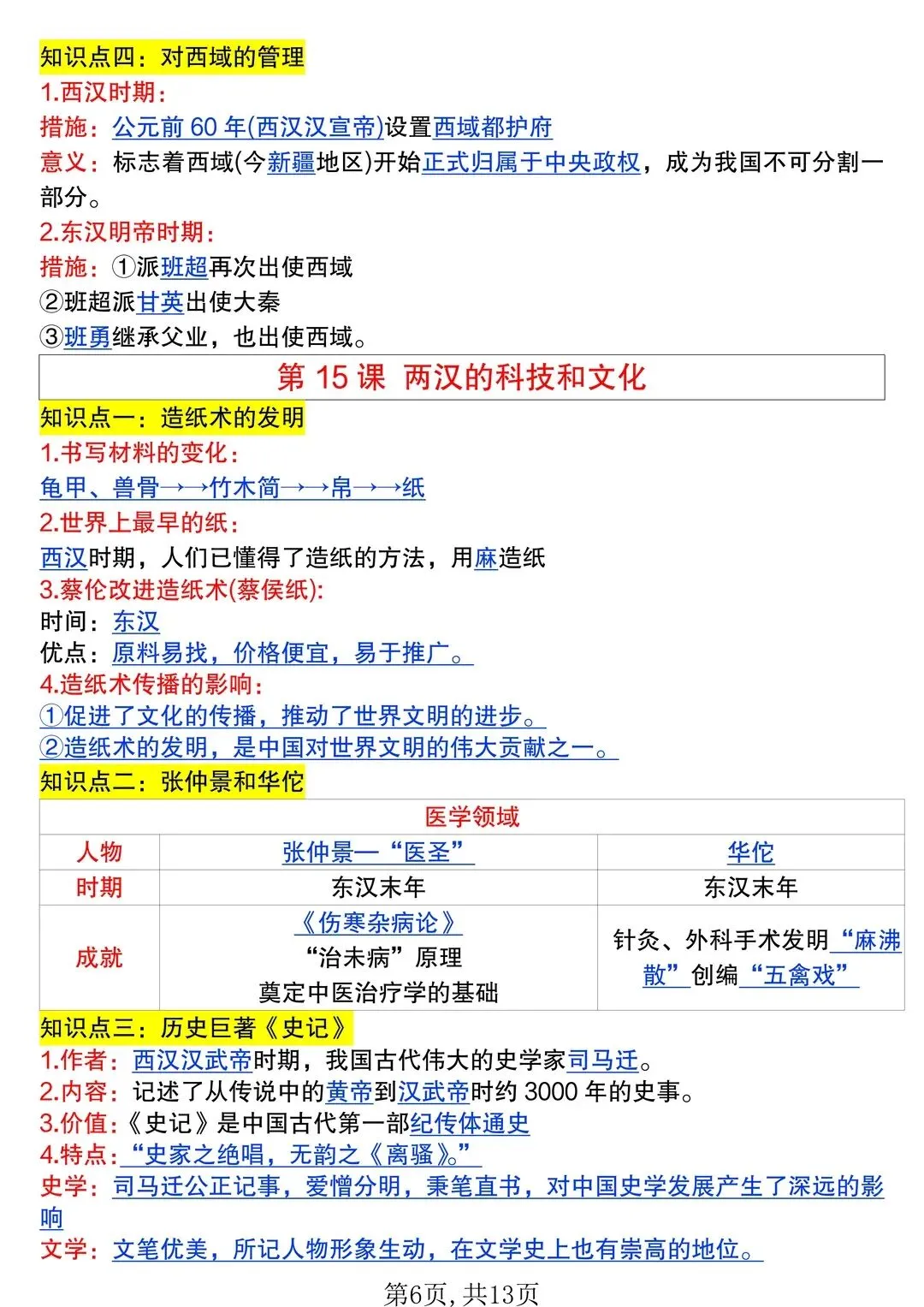 PDF 可打印 | 七上历史期中考知识点汇总必背清单,2026秋-第6张图片-四季读书网